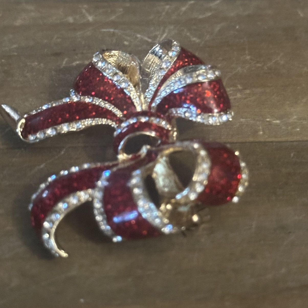 Vintage Vintage Christmas glittery ribbon bow brooch Size ONE SIZE - 5 Thumbnail