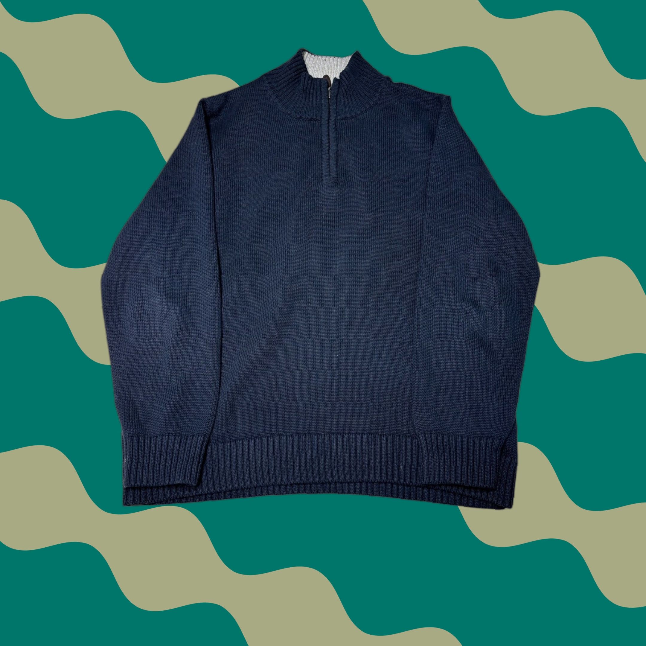 Vintage LL Bean L-Tall 1/4 Zip Sweater Navy Blue Knit Pullover Mens Size US L / EU 52-54 / 3 - 1 Thumbnail