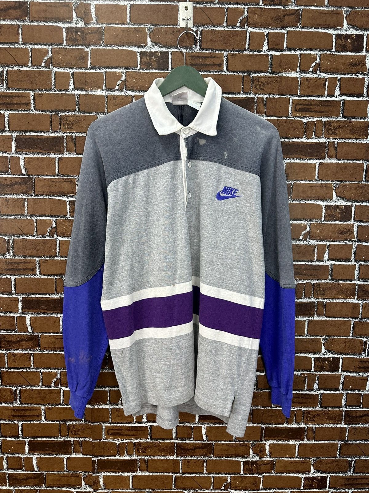 Nike Rare Nike Rugby Polo Vintage Shirt A923 Size US L / EU 52-54 / 3 - 1 Thumbnail