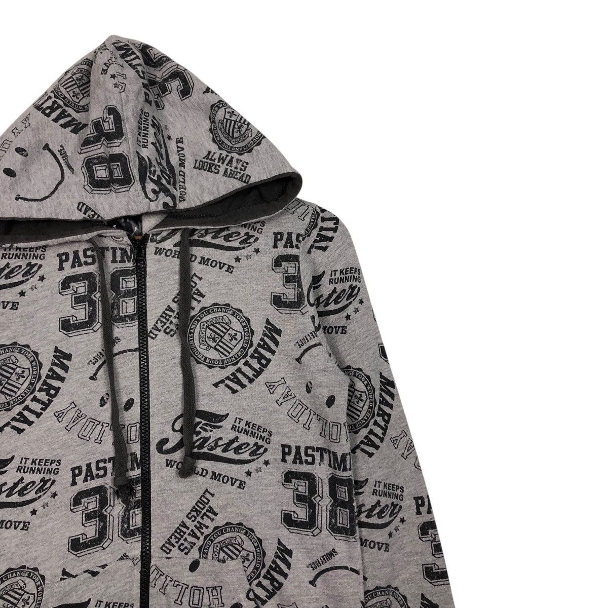 Japanese Brand Smiley Face All-Over Print Zip Hoodie – Grey/Black Size US M / EU 48-50 / 2 - 7 Thumbnail