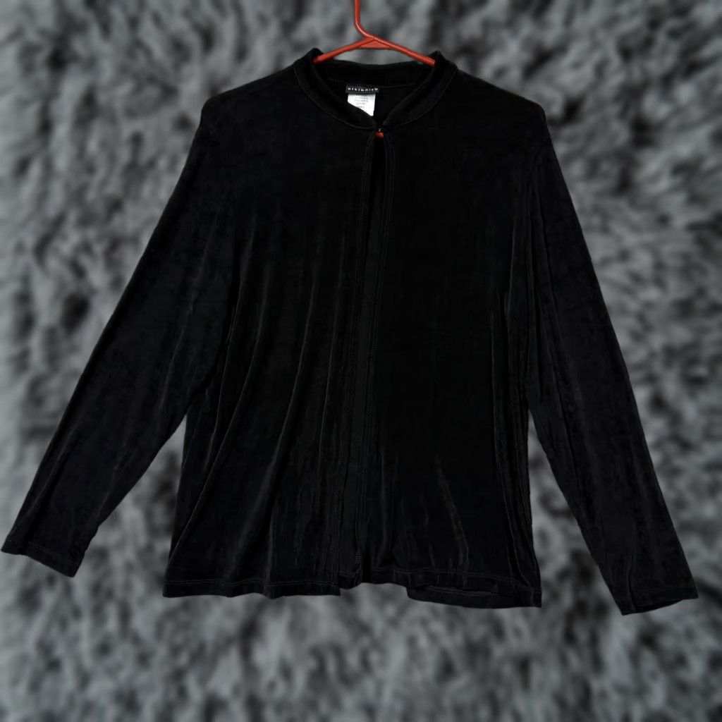 Vintage VTG Citiknits Blouse Womens Small Velour Mock Neck Long Sleeve Black USA 90s Steampunk Whimsigoth 00s Size S / US 4 / IT 40 - 1 Thumbnail