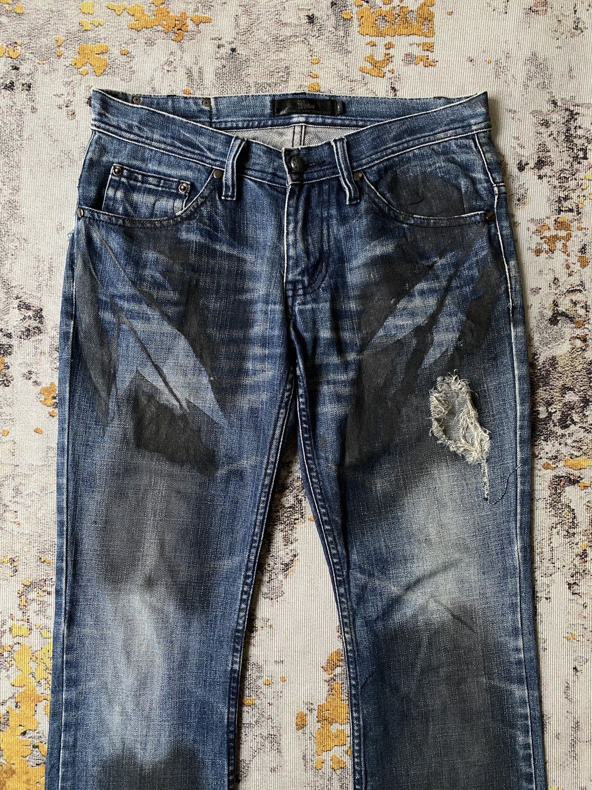 Tornado Mart Midas Waxed Claw Mark Distressed Flare Design Denim Size US 30 / EU 46 - 5 Thumbnail