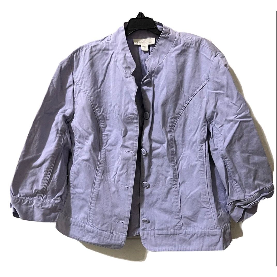 Coldwater Creek Violet Mandarin collar 3/4 Sleeve Button up Jacket Sz 12 Size L / US 10 / IT 46 - 1 Thumbnail