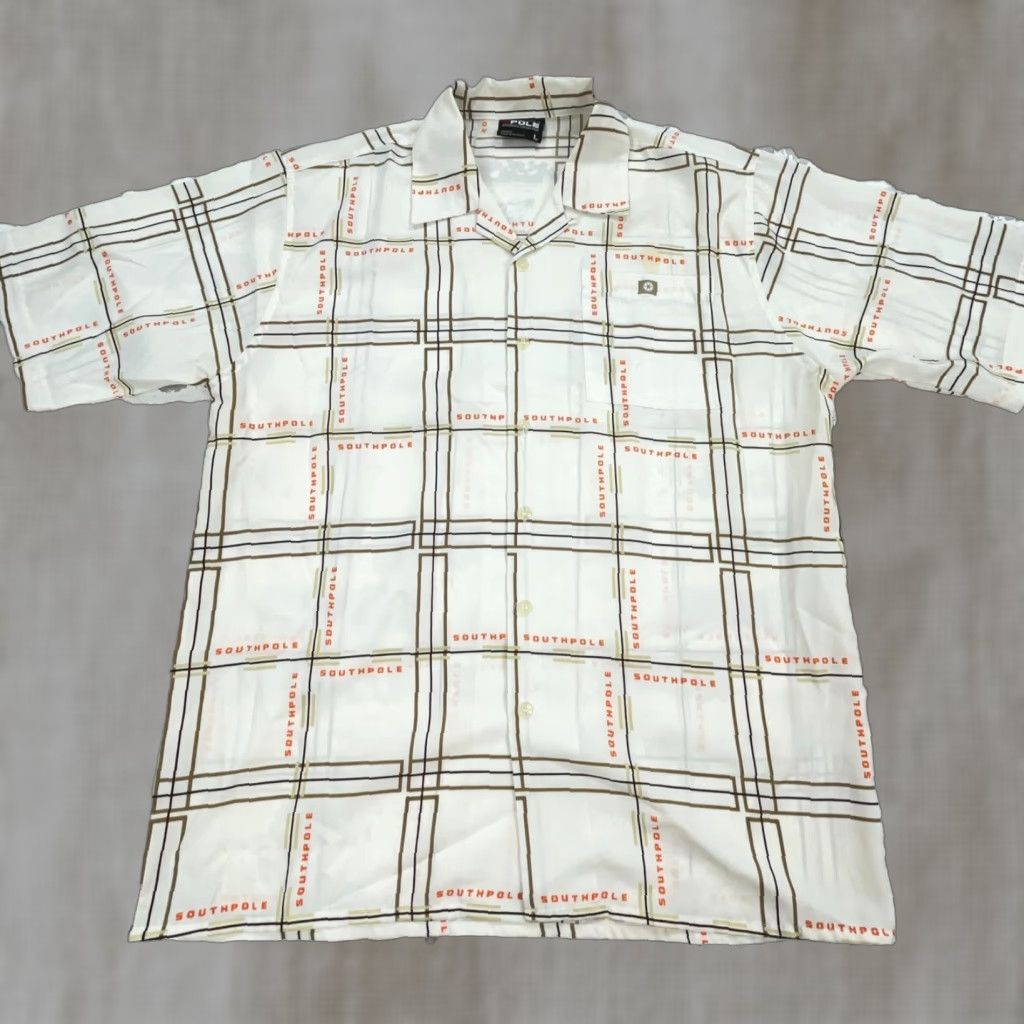 Southpole Vintage South Pole Shirt Men L White Button Up Baggy Rap Hip Hop Y2K 90s Graphic Print Size US L / EU 52-54 / 3 - 1 Thumbnail