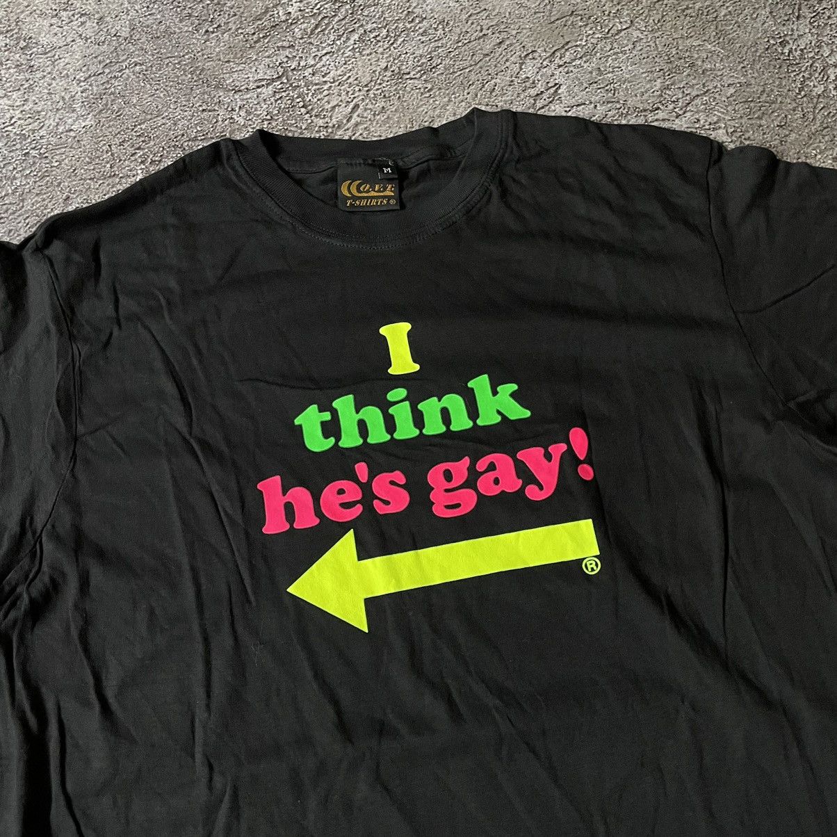 Vintage Vintage Y2K Graphic Tee Think Hes Gay Black Goth Grail M Size US M / EU 48-50 / 2 - 6 Thumbnail