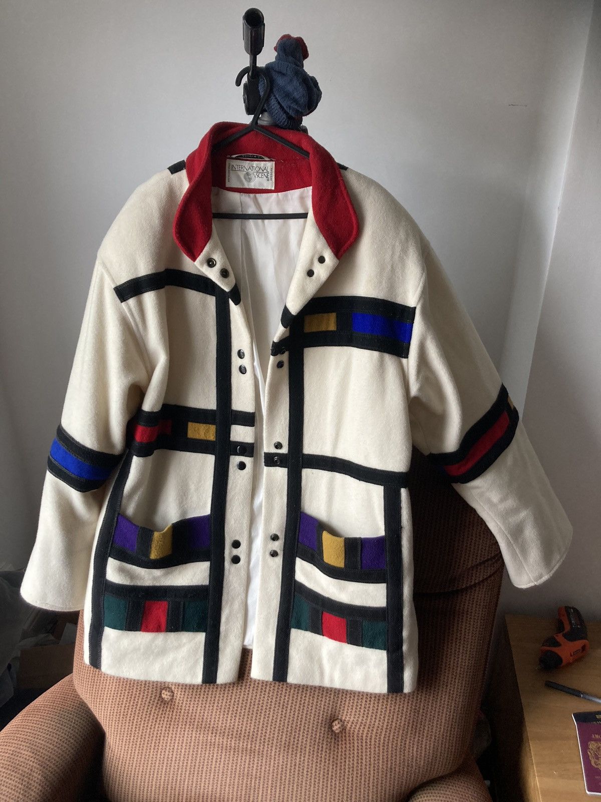 Vintage International Scene Mondrian print overcoat