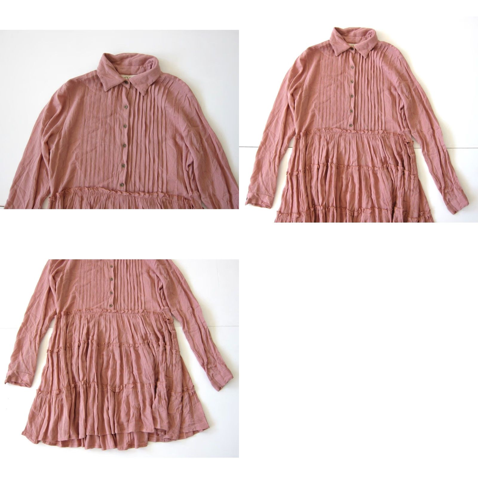 Pinko c'isa 100% Rayon Mauve Pink Collared Ruffle Long Sleeve Smock Peasant Dress M Size M / US 6-8 / IT 42-44 - 8 Thumbnail