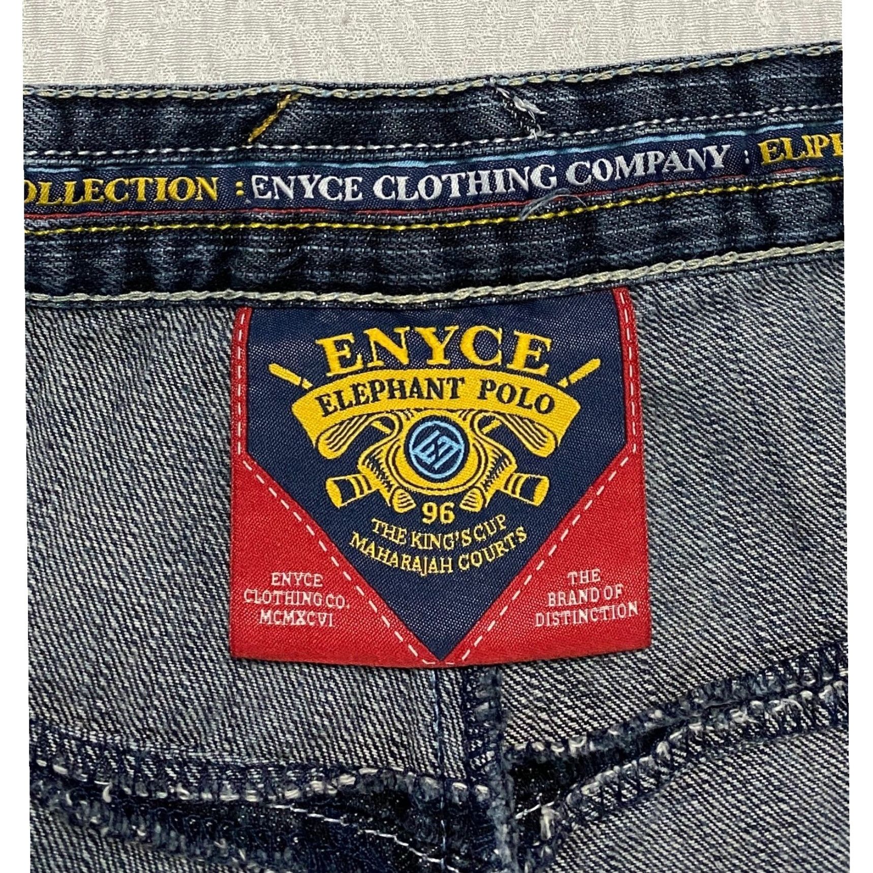 Enyce VINTAGE Enyce Jeans Wide-Leg Logo Embroidered Men 42 Blue Denim 5-Pocket Distressed Relaxed Spring Summer Fall Winter Mens Size US XL / EU 56 / 4 - 7 Thumbnail