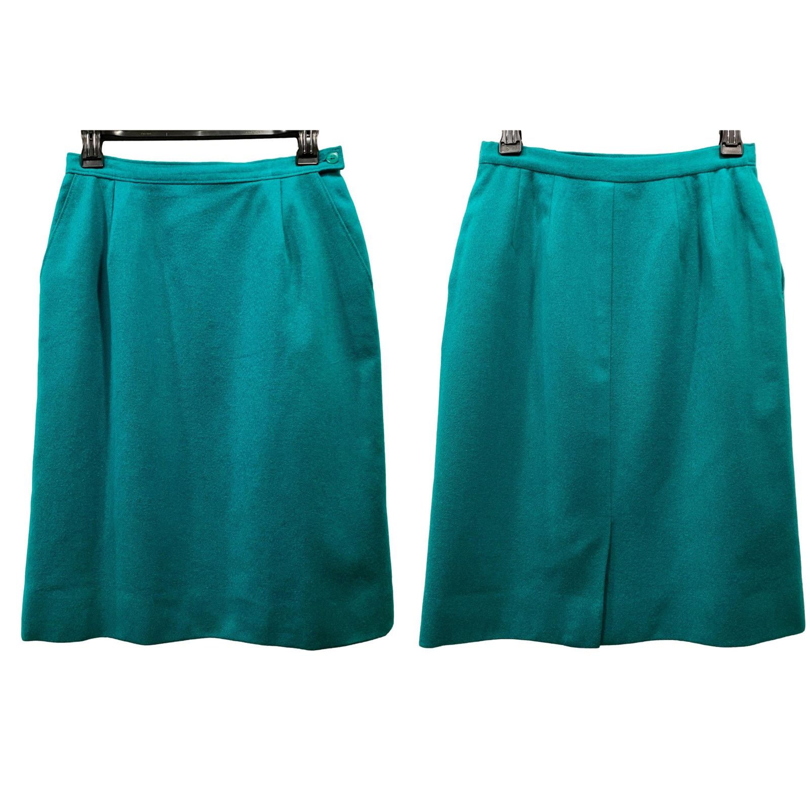 Pendleton 70s Pendleton Teal Blue Wool Pencil Skirt | 8P W 27" Size 27" / US 4 / IT 40 - 6 Thumbnail