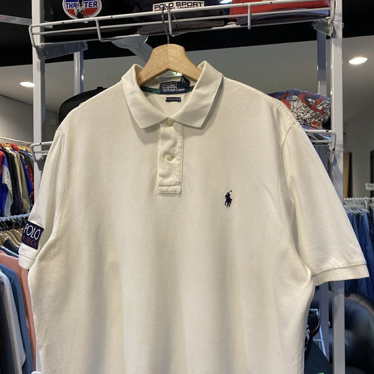 Polo Ralph Lauren Vintage 90s Polo Ralph Lauren POLO Hi Tech White Polo Shirt Size US L / EU 52-54 / 3 - 3 Thumbnail