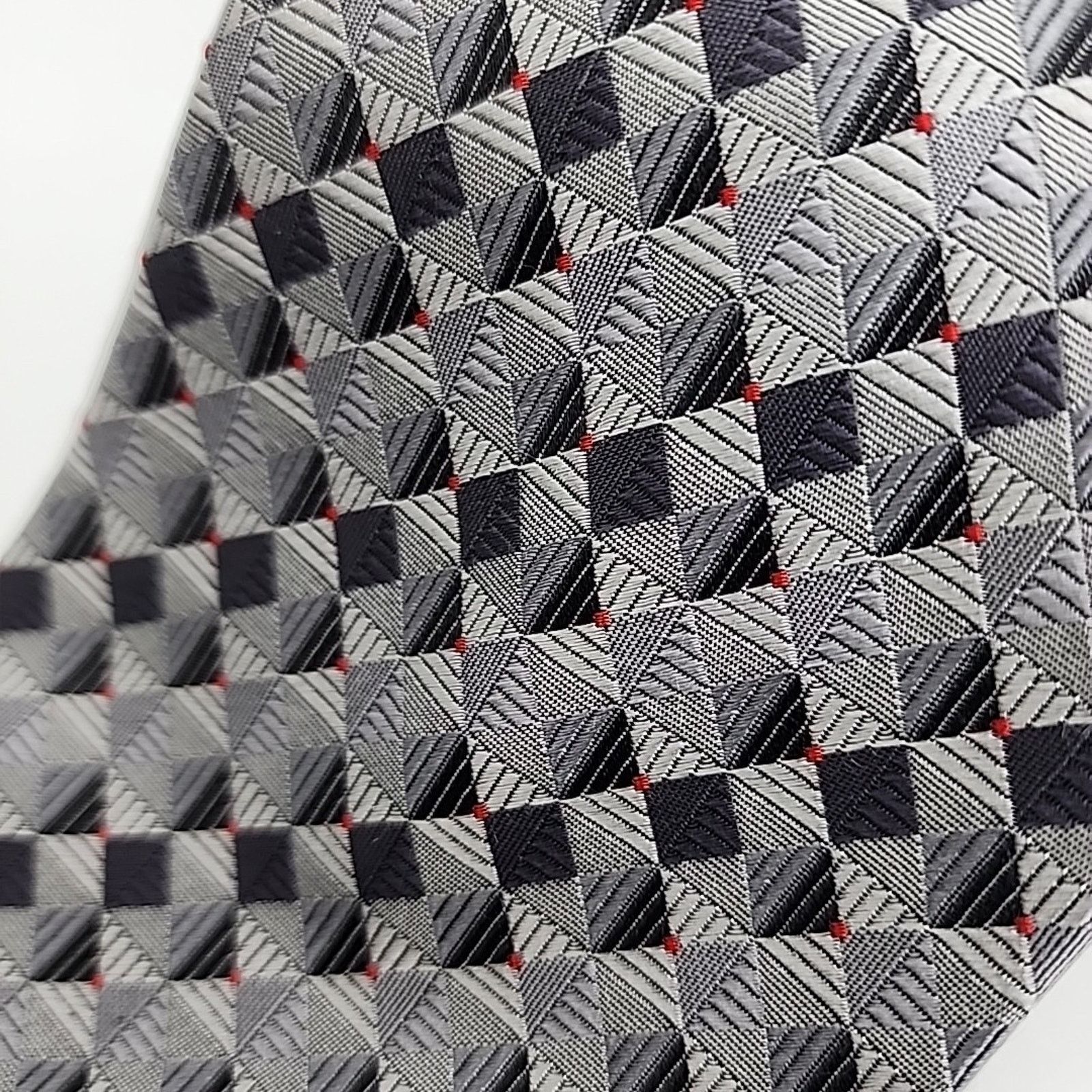 Andrew Fezza Andrew Fezza Silver Geometric Silk Necktie - Like New Size ONE SIZE - 2 Thumbnail