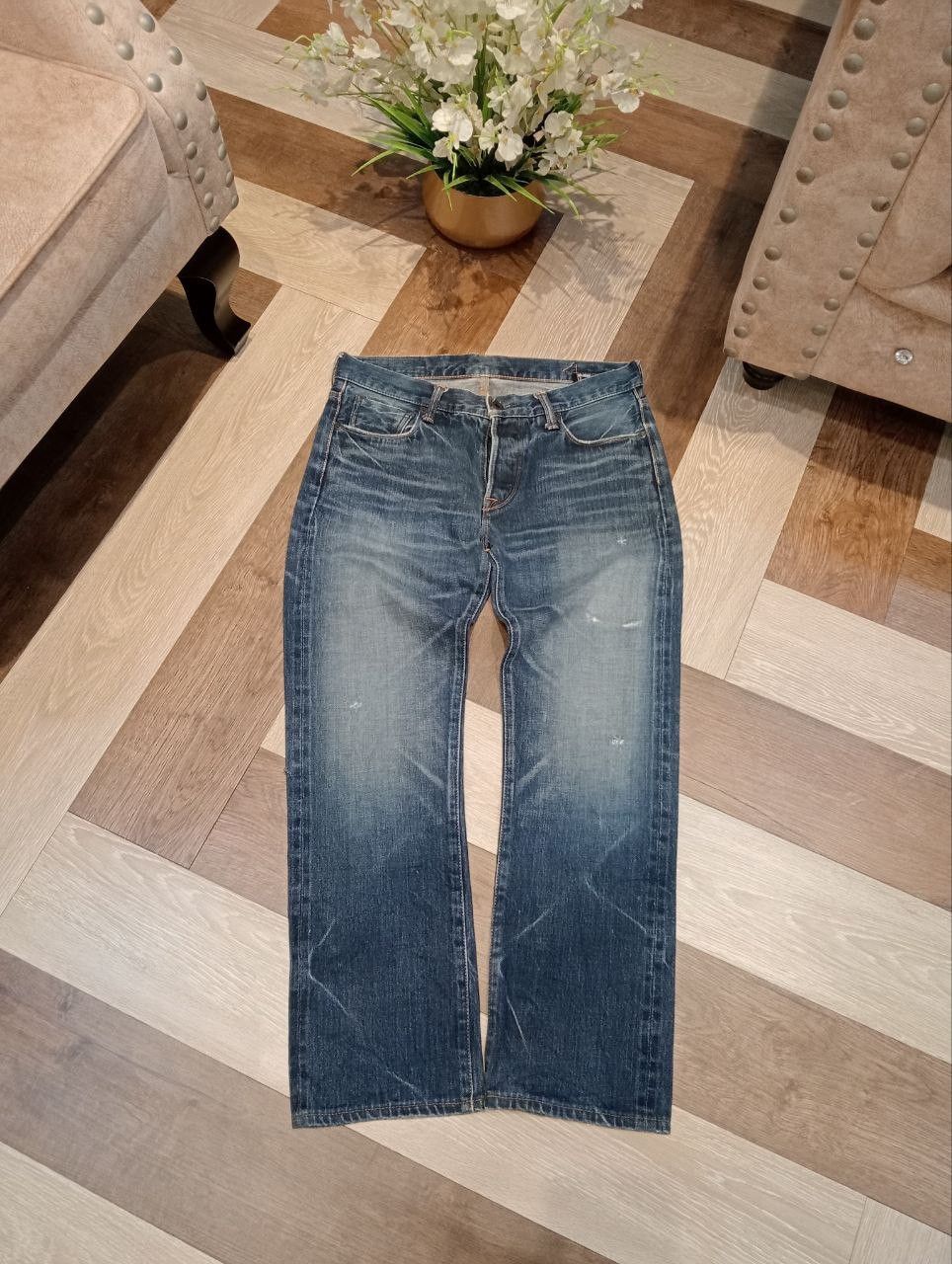 KURO KURO JAPAN DIAMANTE BLUE DENIM SELVEDGE PANTS Size US 33 - 1 Thumbnail