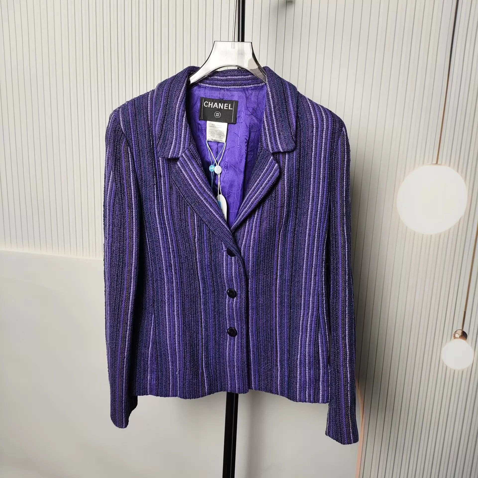 Chanel CHANEL Purple Wool Blazer 38 250712MMK2L02 Size S / US 4 / IT 40 - 1 Thumbnail