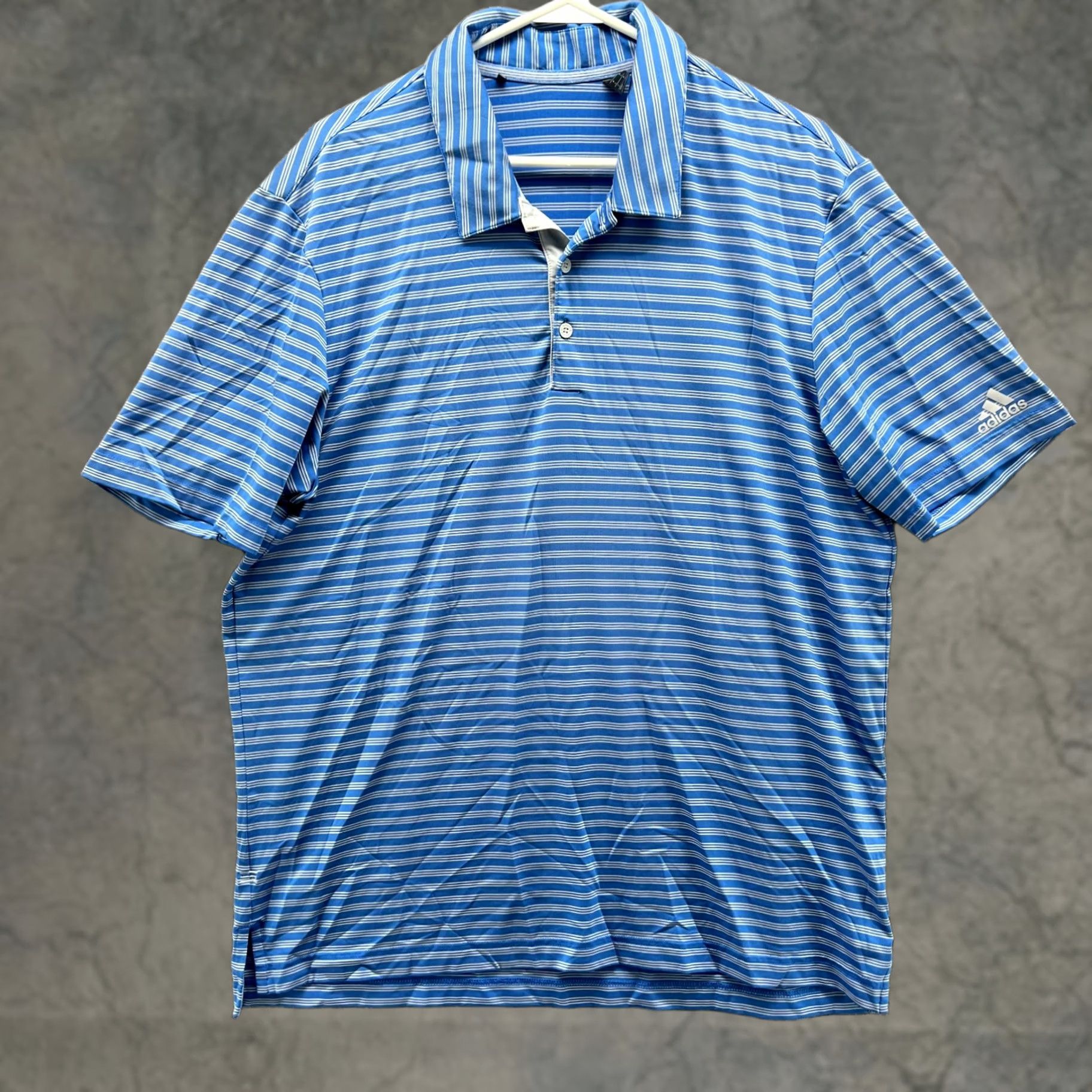 Adidas Adidas Polo Shirt Mens Large Blue Striped Golf Golfer Ultimate 2.0 Knit Athletic Shirt Polo Carded Size US L / EU 52-54 / 3 - 1 Thumbnail