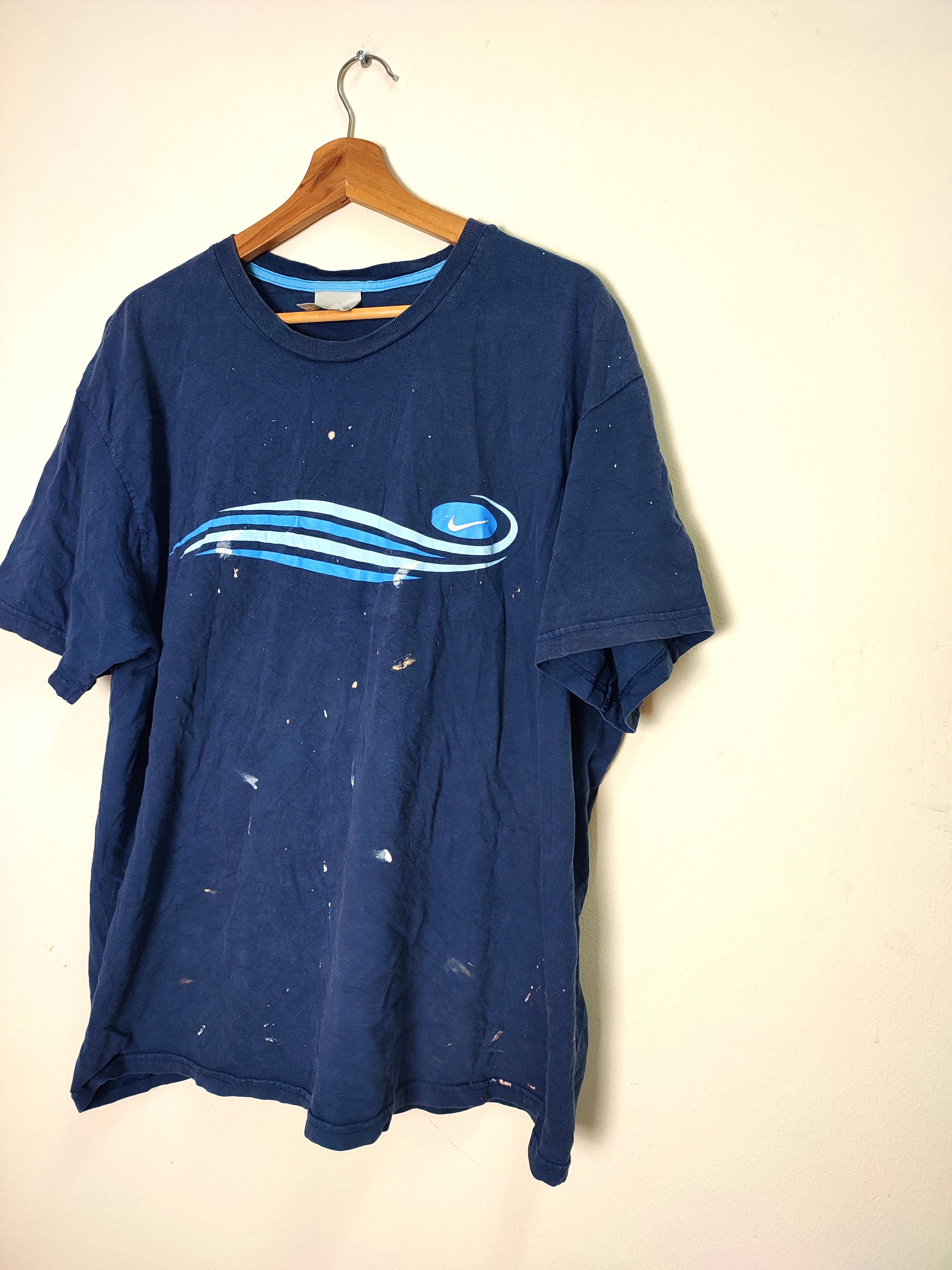 Nike Y2k Nike Blue Embroidery Logo Tees Size US XL / EU 56 / 4 - 4 Thumbnail