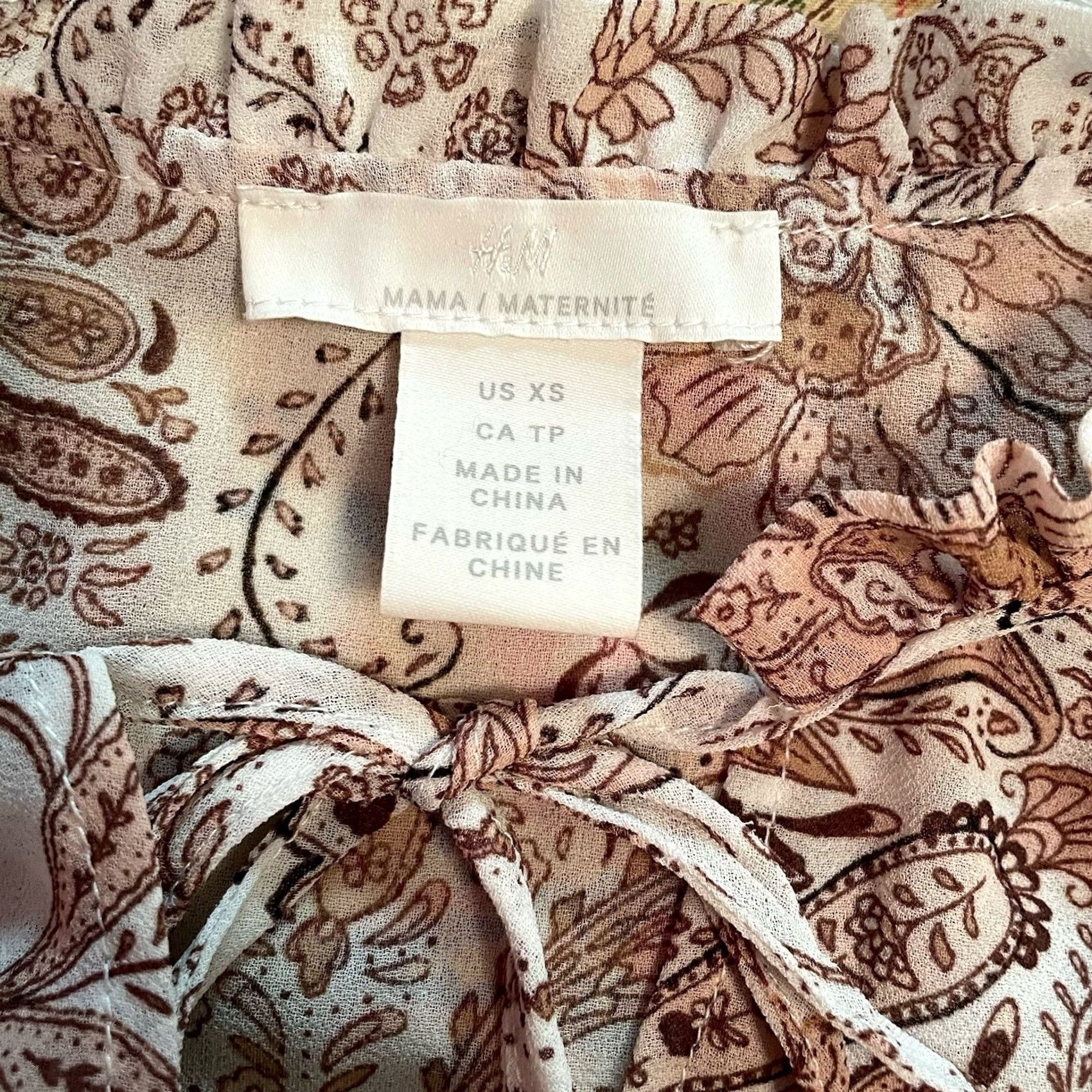 H&M H&M Mama boho paisley cream tan brown sheer pretty maternity top blouse XS Size XS / US 0-2 / IT 36-38 - 4 Thumbnail