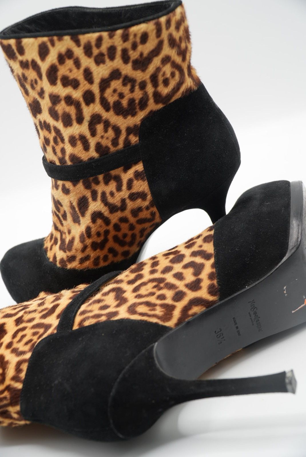 Saint Laurent Paris Yves Saint Laurent Stiletto-Heeled Leopard Boots Size US 6.5 / IT 36.5 - 6 Thumbnail