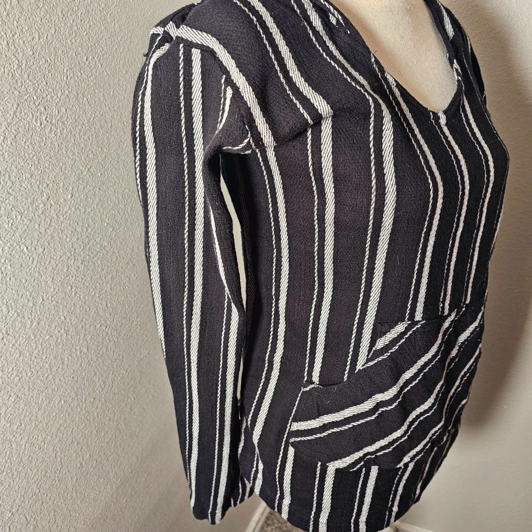 Vintage BUC EES Beach Pullover Cover Up Hooded Striped Women's XL Black Size XL / US 12-14 / IT 48-50 - 6 Thumbnail