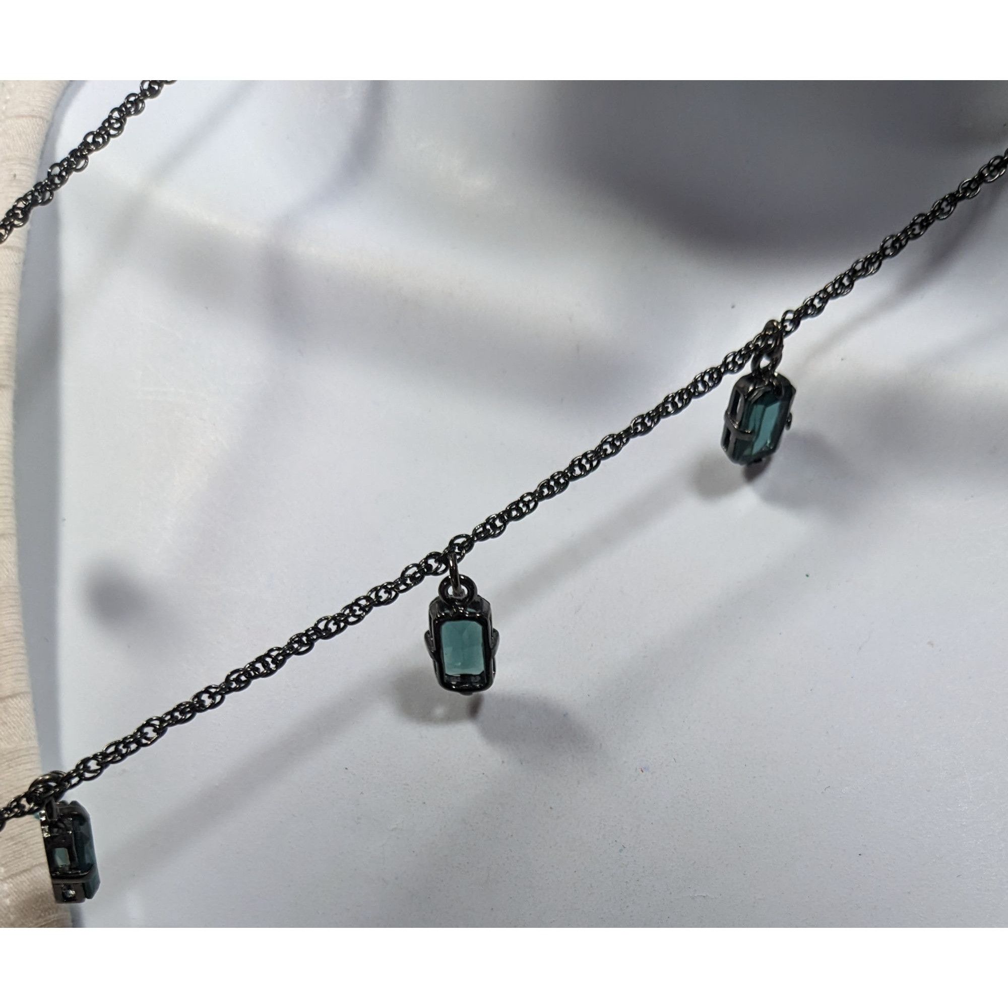 Other Gothic Green Gemmed Gunmetal Tone Charm Necklace Size ONE SIZE - 6 Thumbnail