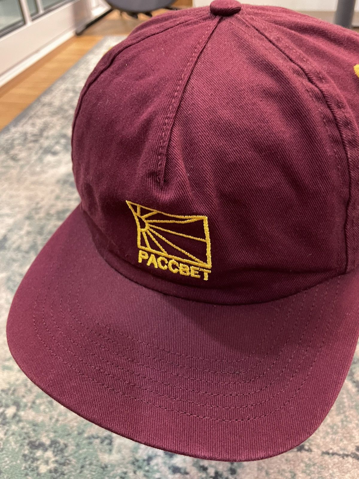 PACCBET SS23 Paccbet Burgundy Woven Leather Adjustable Hats Size ONE SIZE - 6 Thumbnail