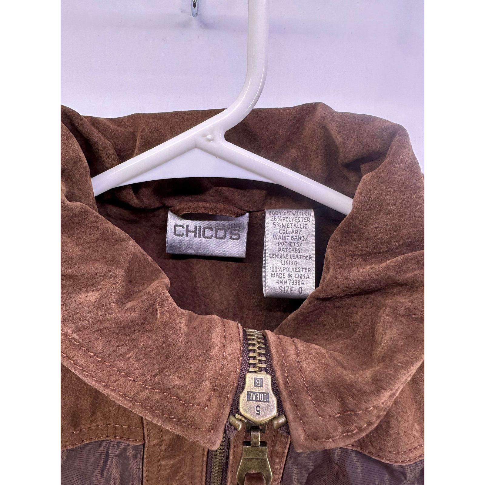 & Other Stories Vintage Chicos Brown Leather Suede Trim Nylon Jacket Size 0 Size XS / US 0-2 / IT 36-38 - 5 Thumbnail