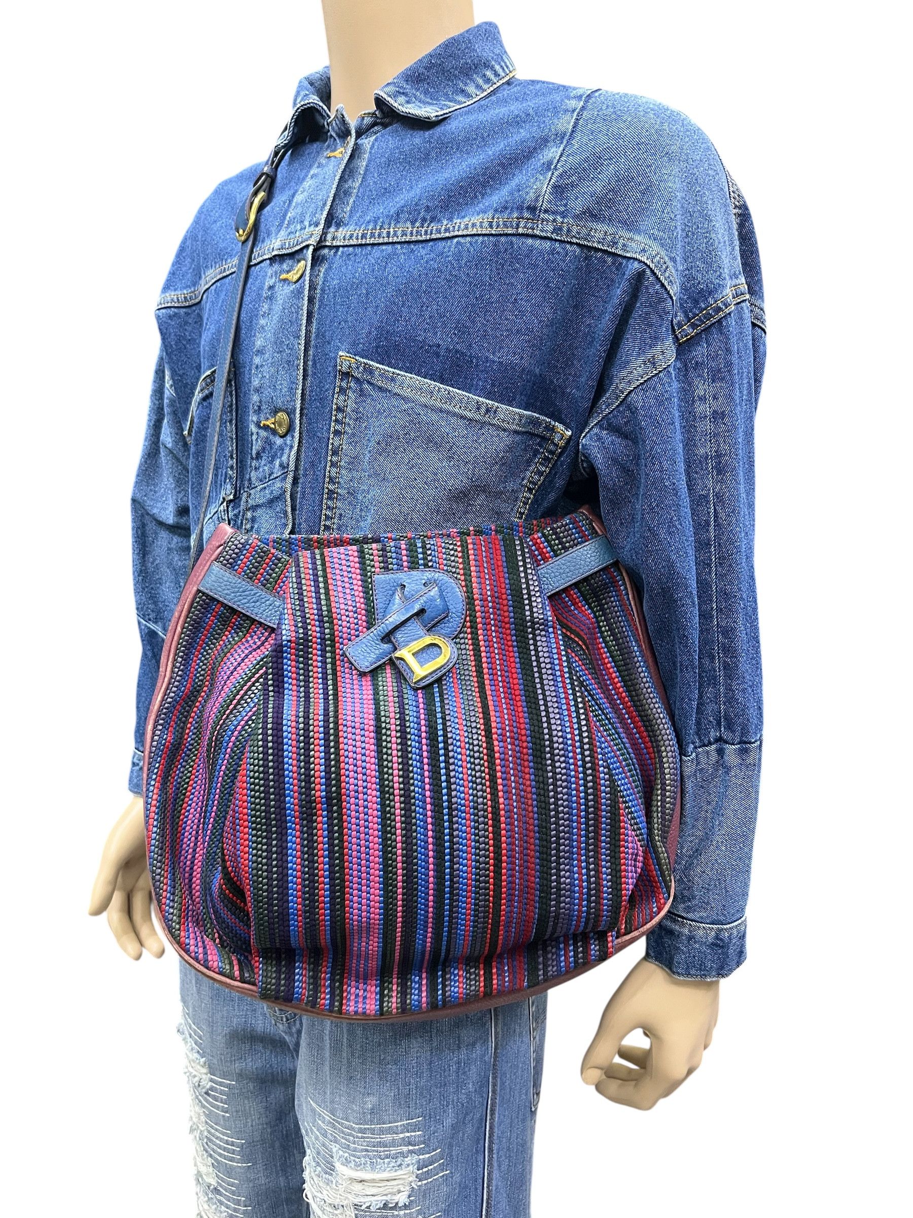 RARE🔥Vintage Delvaux Woven Stripe Leather D Charm Bag