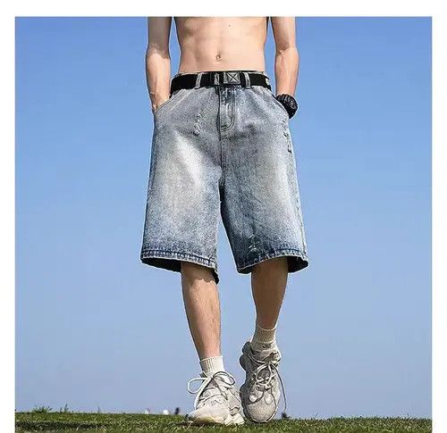 Japanese Brand Light Blue High Street Vintage Loose Fit Denim Shorts Size US 33 - 6 Thumbnail