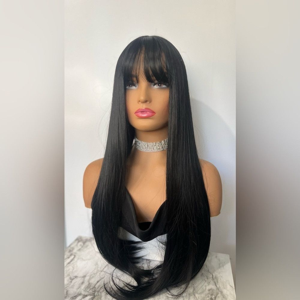 Other 33 Inch Long Black Wig With Bangs Thick beautiful Straight Size ONE SIZE - 1 Thumbnail
