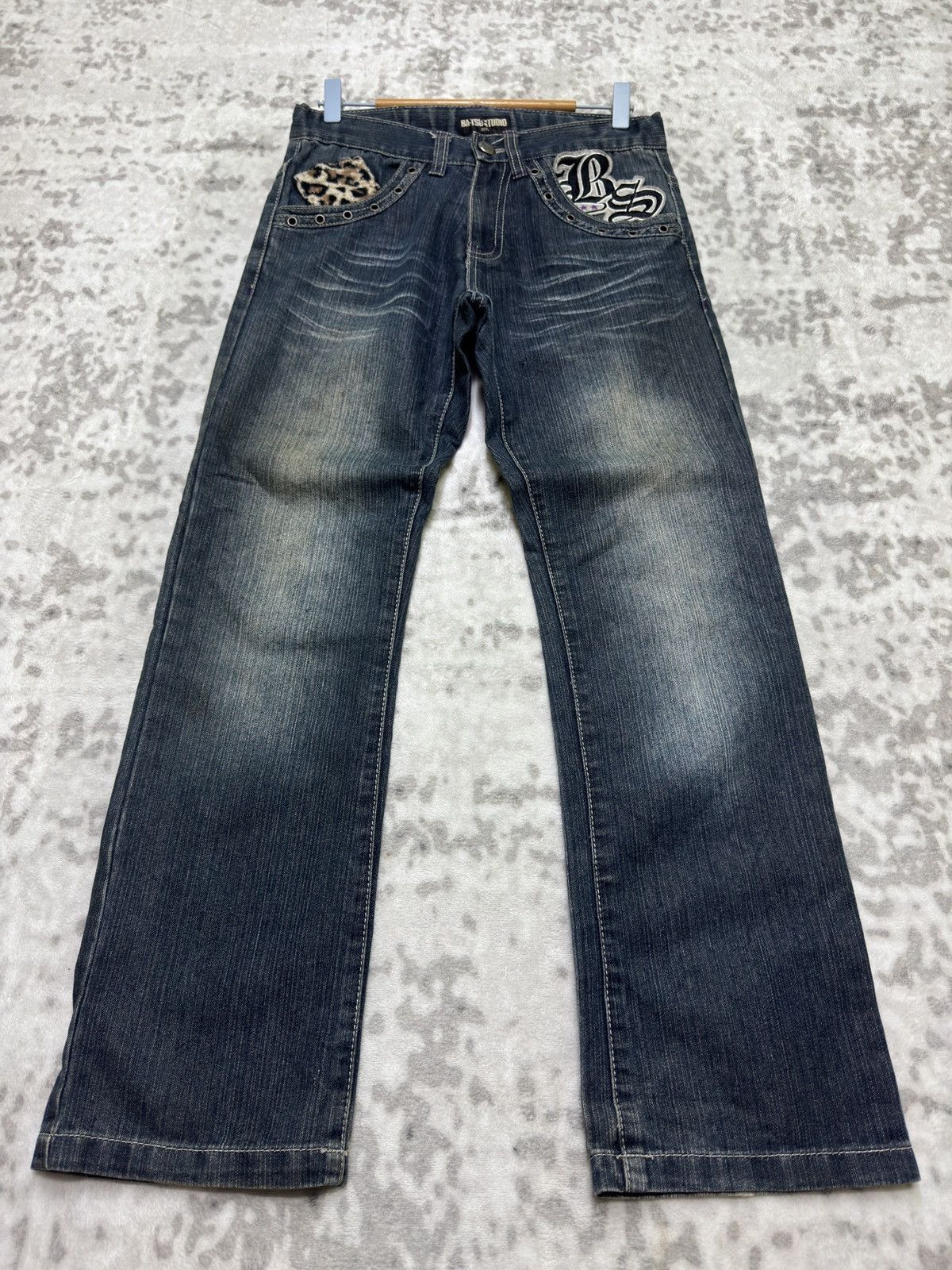 Hysteric Glamour Ba-tsu Studio Union Jack Pocket Distressed Straight Denim Size US 29 - 2 Thumbnail