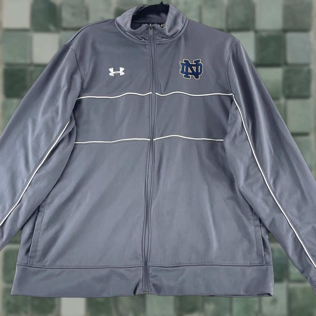 Under Armour Under Armour Basketball Jacket Mens Large Gray Full Zip Long Sleeve Notre Dame Size US L / EU 52-54 / 3 - 1 Thumbnail