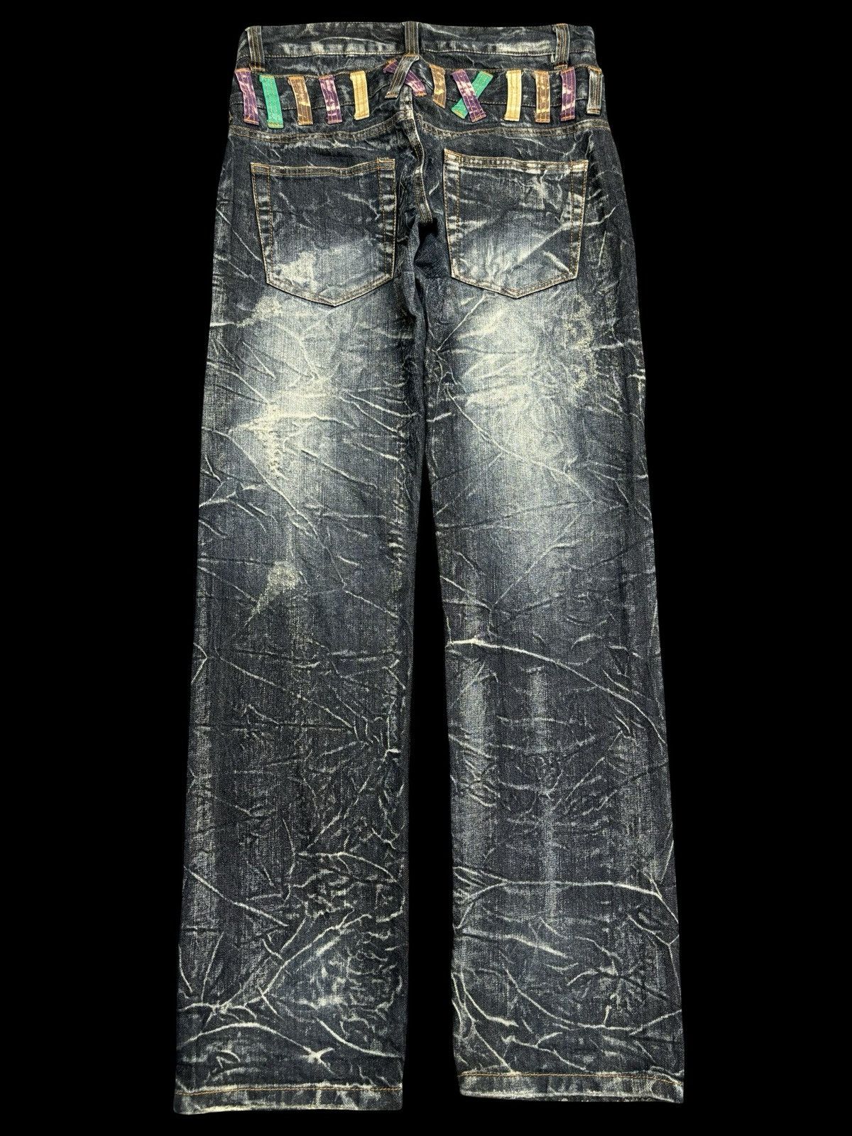 Japanese Brand 💥Double Waist💥Crazy Fades Nylaus Doube Waist Denim F528 Size US 32 / EU 48 - 2 Thumbnail