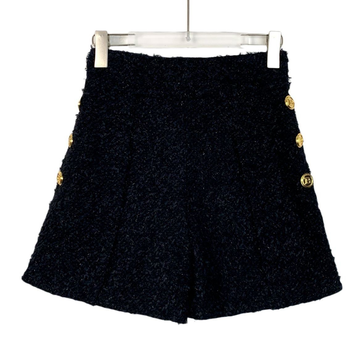 Balmain Balmain Black Textured Cotton Knit Shorts With Gold Button D Size 34" / US 12 / IT 48 - 1 Thumbnail