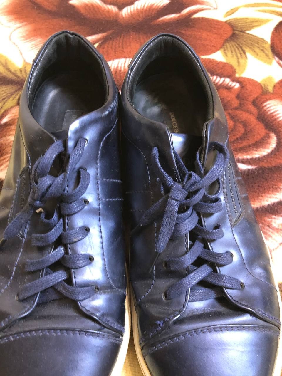 Dolce & Gabbana Dolce Gabbana Designer Navy Blue leather Lace Up Trainers Size US 8 / EU 41 - 10 Thumbnail