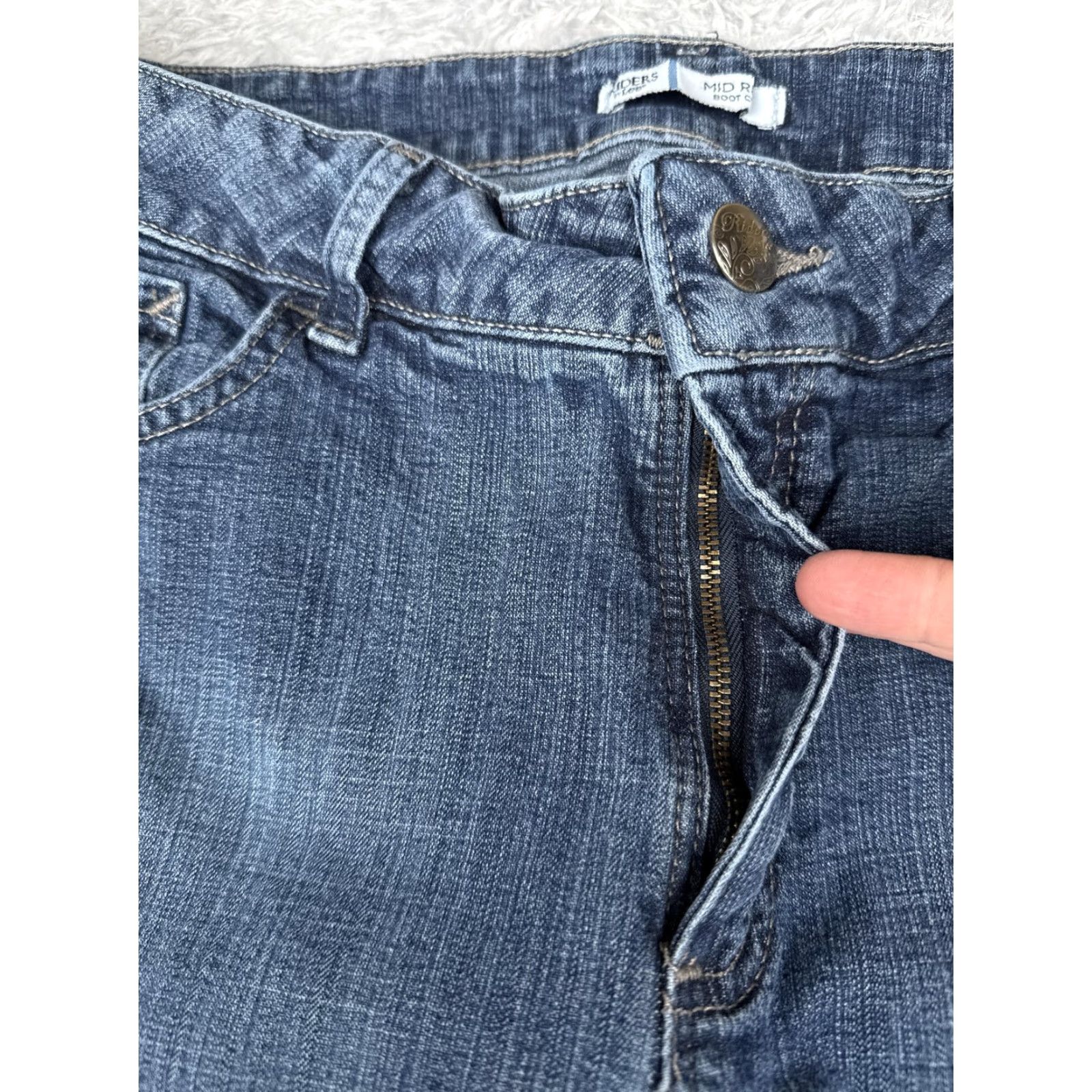 Lee Riders By Lee Jeans Womens 16 Medium Blue Mid Rise Bootcut Stretch Denim 34x30 Size 38" / US 16 / IT 52 - 5 Thumbnail