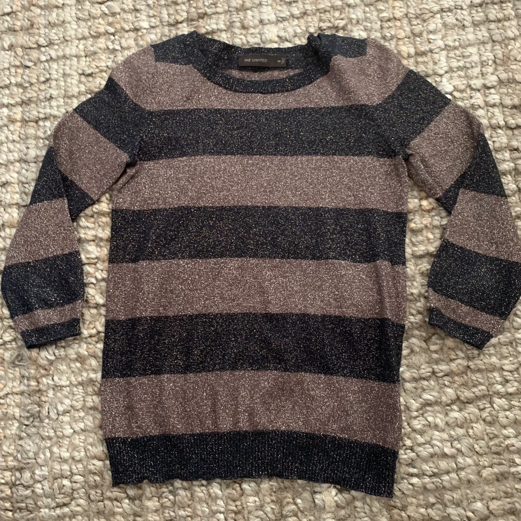 Vintage The Limited Sweater Womens XS Black Metallic Striped Pullover Lightweight Cotton Blend Knit Round Neck 3/4 Sleeve Womens Size XS / US 0-2 / IT 36-38 - 6 Thumbnail