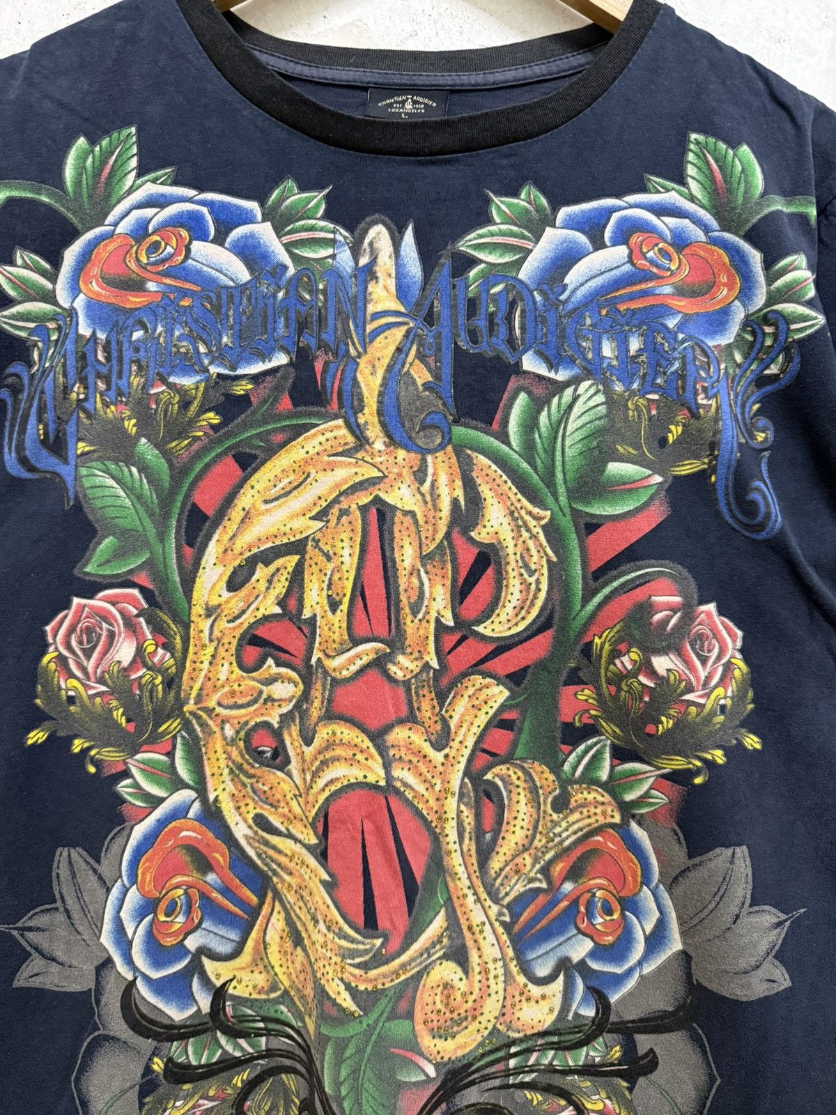 Christian Audigier Vintage Christian Audigier Floral T-Shirt Size US L / EU 52-54 / 3 - 2 Thumbnail
