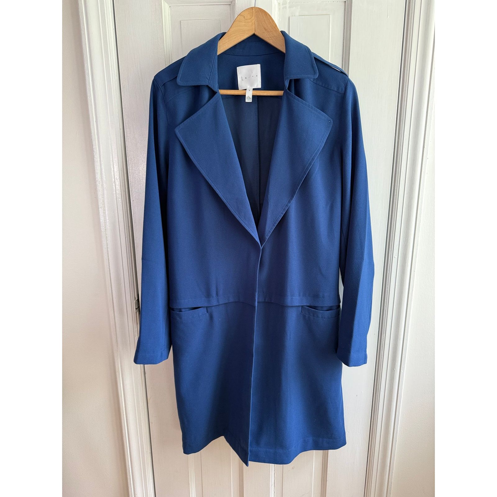Other Leith Royal Blue Open Front Trench Coat - Lightweight Duster Size S / US 4 / IT 40 - 1 Thumbnail