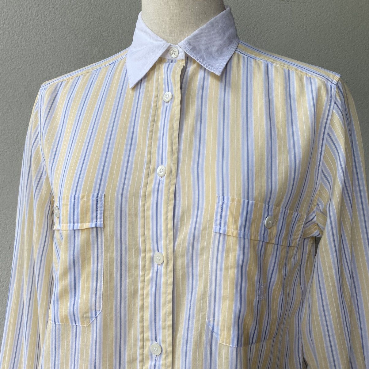 Celine Celine Yellow Striped Shirt with White Collar Size XS / US 0-2 / IT 36-38 - 4 Thumbnail