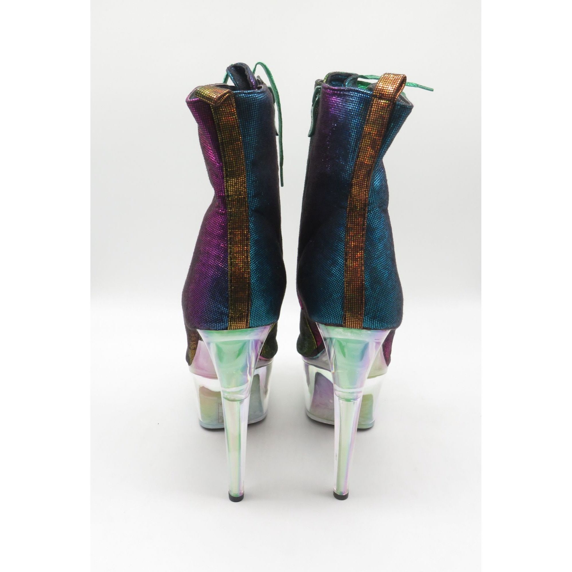 Other Ellie 7" Multicolor Lace-Up Platform Ankle Boots With Clear Size US 12 / IT 42 - 6 Thumbnail