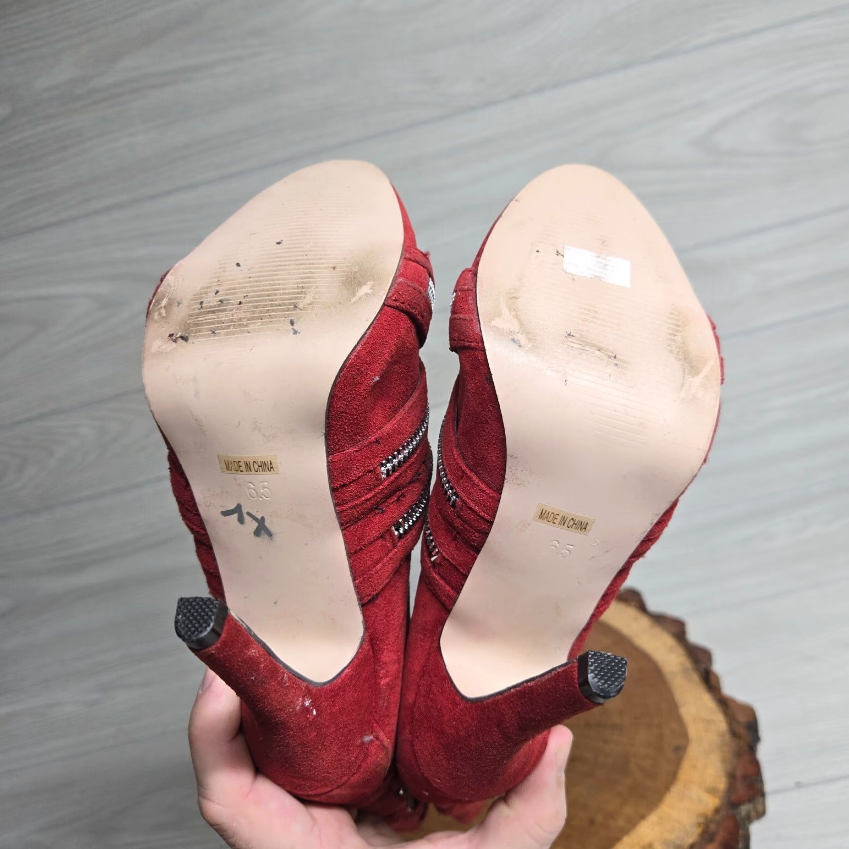 Vintage VINTAGE Hypnotic Red High Heel Ankle Boots with Zipper Accents Adult Women's Size 6.5 Stiletto 2000s, 2010s, 2020s Size US 6.5 / IT 36.5 - 5 Thumbnail