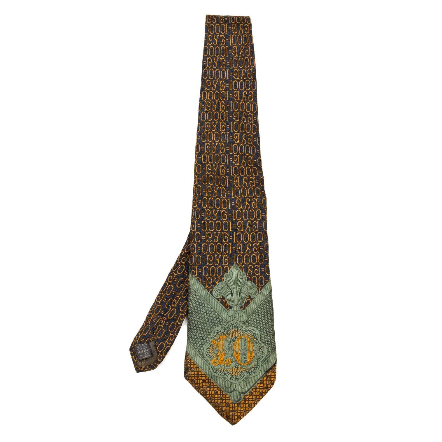 Jean Paul Gaultier Silk Manager Guard Tie in Orange, Green, and Black Size ONE SIZE - 1 Thumbnail