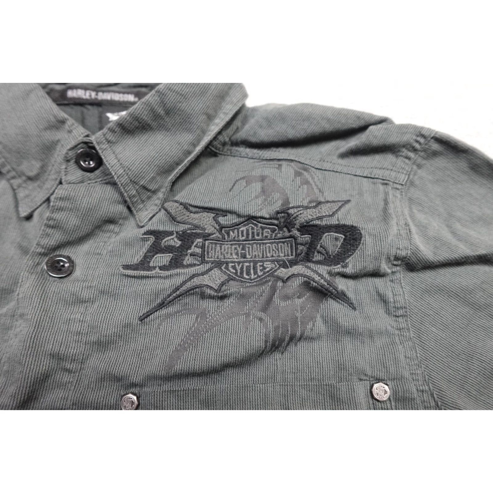 Harley Davidson Harley-Davidson Shirt Mens M Gray Mechanic Garage Motorcycle Biker Flames Shirt Mens Gray Motorcycle Size US M / EU 48-50 / 2 - 3 Thumbnail