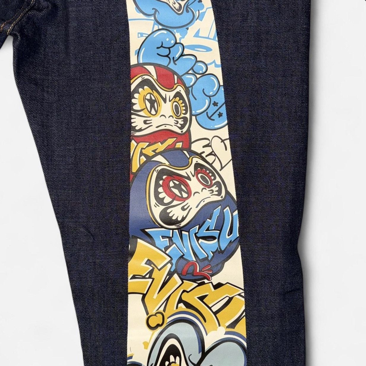 Evisu EVISU SS23 Graffiti Daruma Skinny Fit Jeans - Denim Blue Size US 36 / EU 52 - 3 Thumbnail