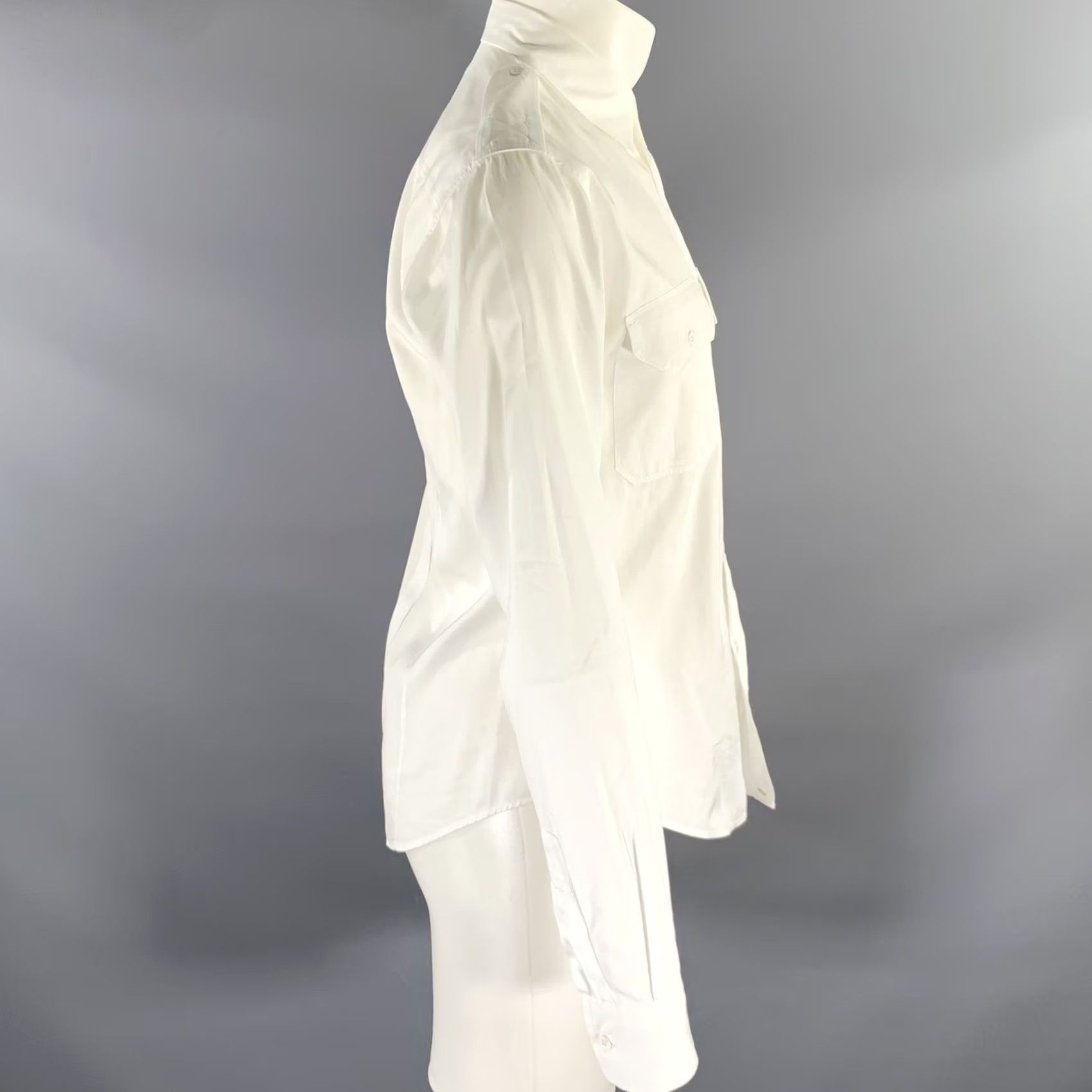 Band Of Outsiders BAND OF OUTSIDERS Shirt Size M White Cotton Military Long Sleeve Size US M / EU 48-50 / 2 - 3 Thumbnail