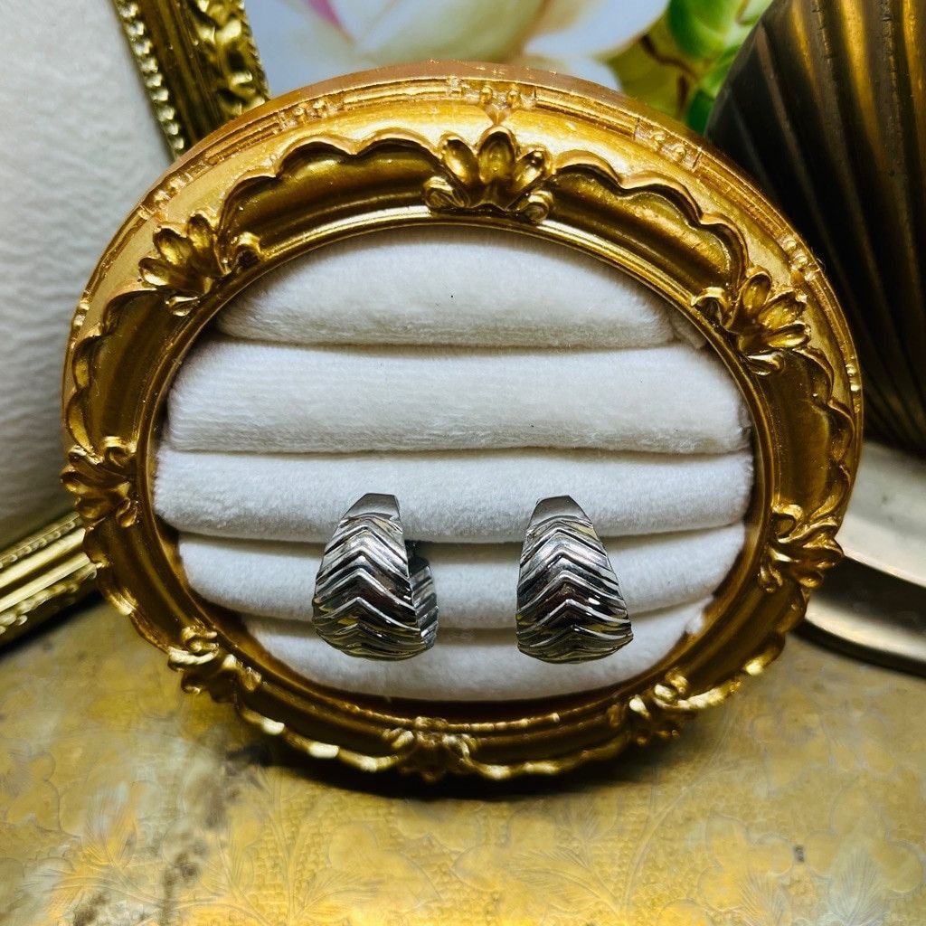 Vintage Vintage Textured Hoop Earrings Silver Toned Metal Size ONE SIZE - 3 Thumbnail