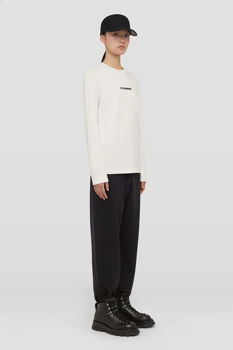 Jil Sander o1s22i1n0125 Logo Print Long Sleeve T-Shirt in White Size M / US 6-8 / IT 42-44 - 3 Thumbnail