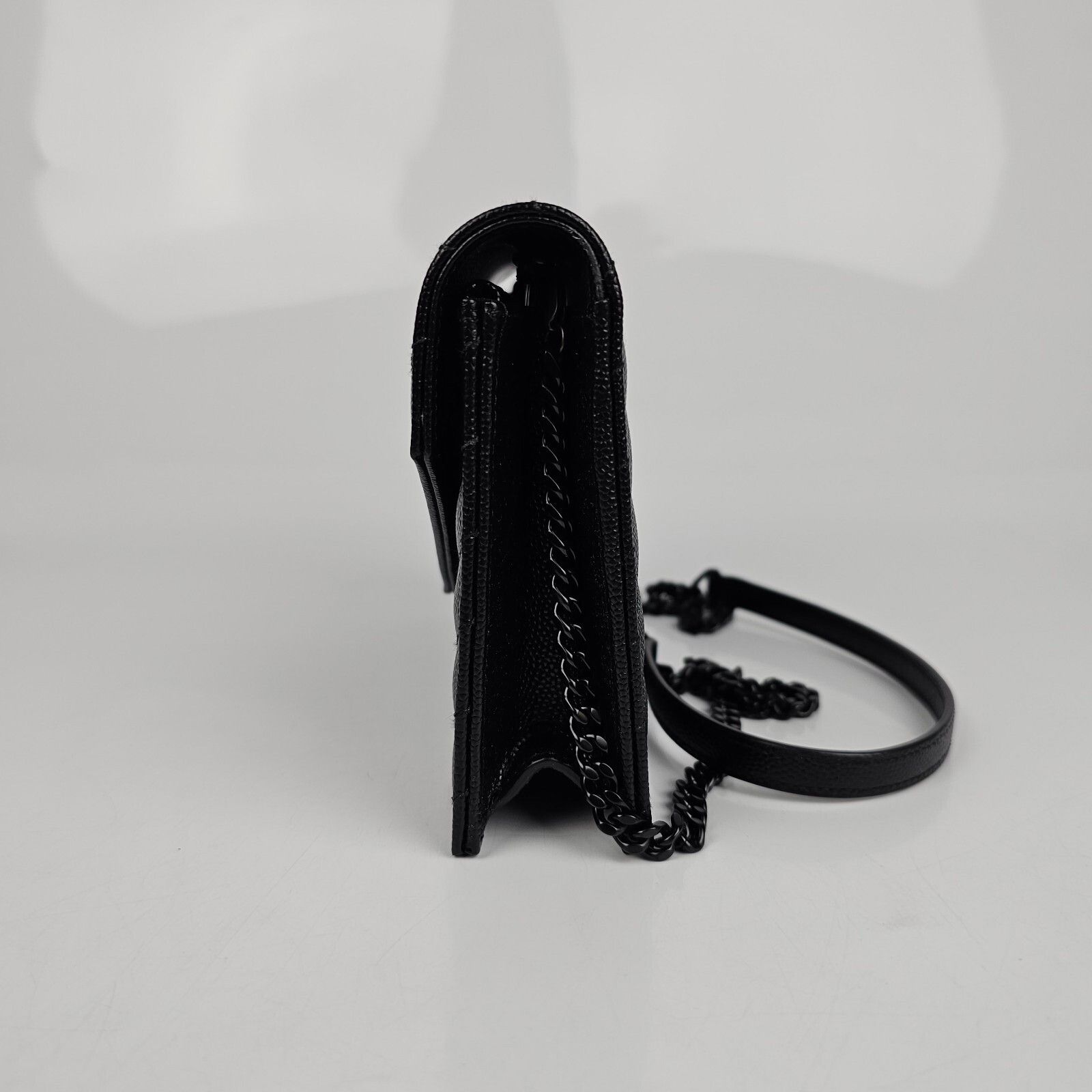 Saint Laurent Paris SAINT LAURENT Cassandre Envelope Black Grained Leather Chain Size ONE SIZE - 7 Thumbnail