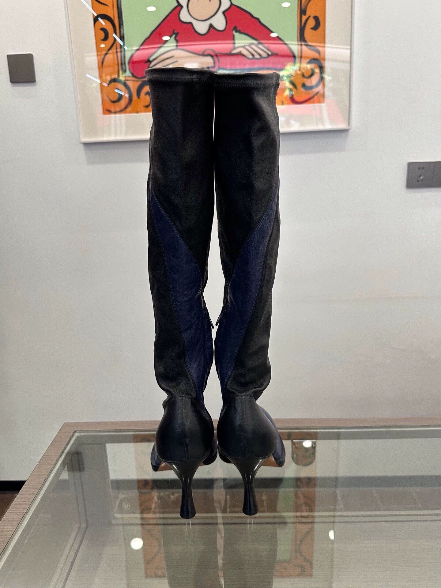Celine Celine women's black and blue two-tone knee-high boots Size US 6 / IT 36 - 3 Thumbnail