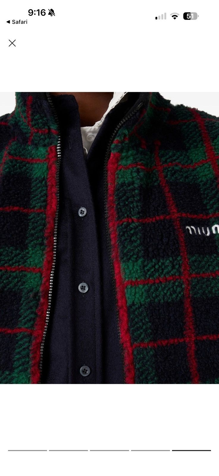 Miu Miu Checked Teddy Zipper Jacket Size US XL / EU 56 / 4 - 2 Thumbnail