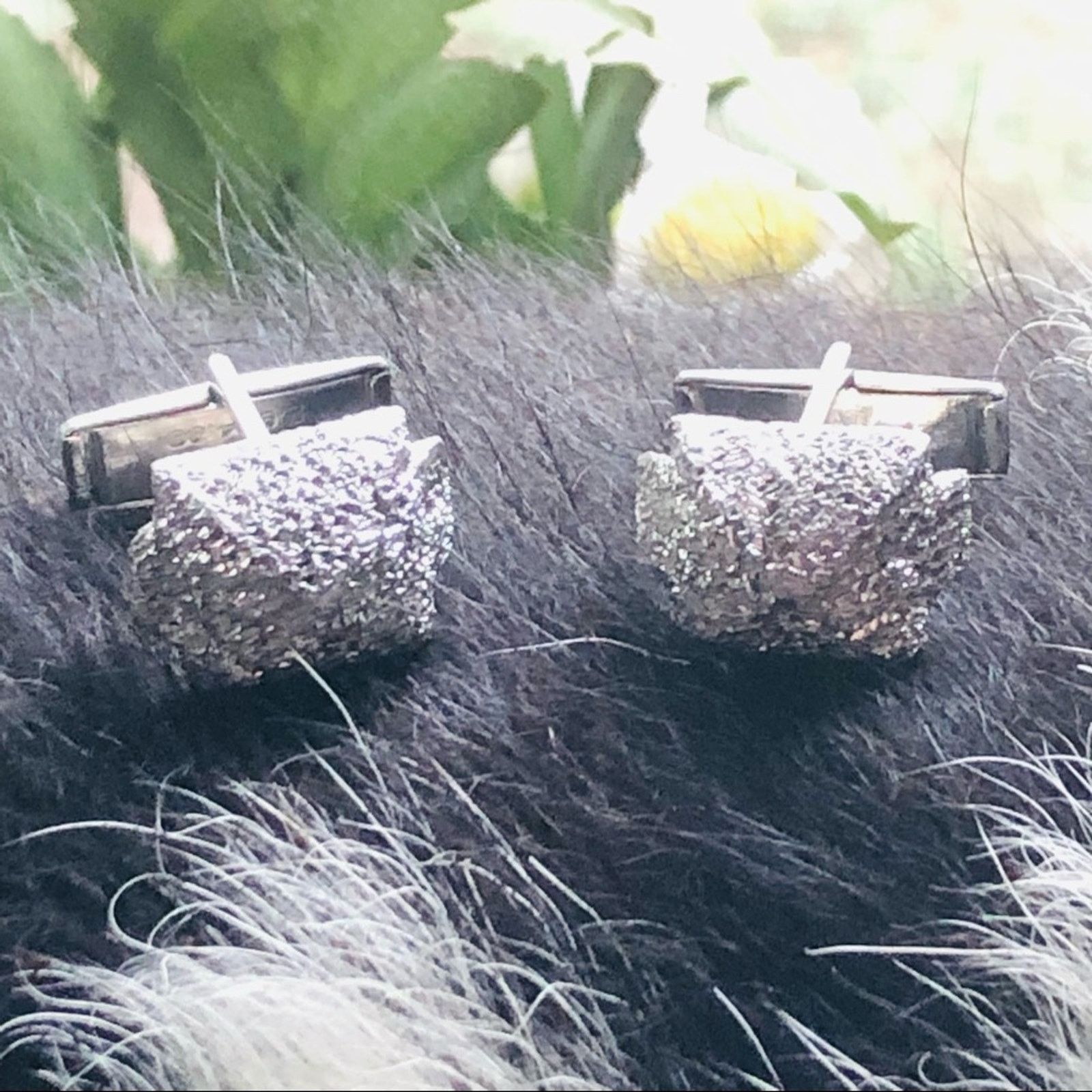 Vintage Vintage dome silver plated rough diamond cut cuff links Size ONE SIZE - 1 Thumbnail